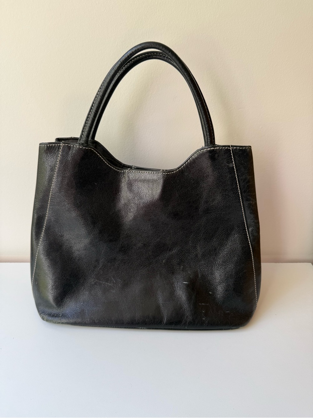 Danier Black Leather Tote with Top Handles